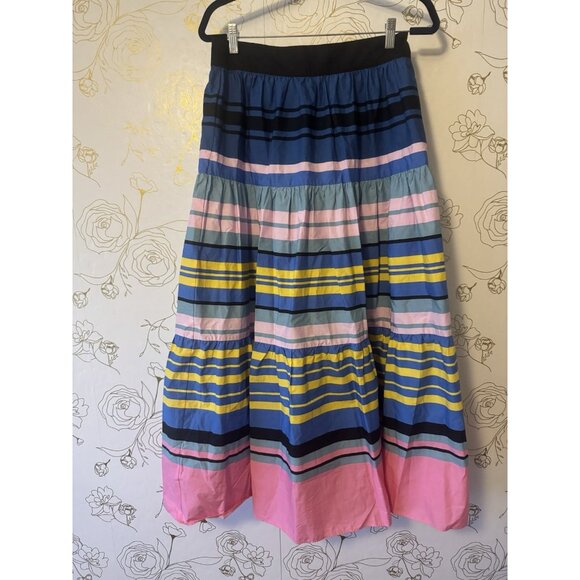 New ON 34th Skirt Size 8 Striped Maxi Poplin Bright Colorful Tiered 053 - Picture 3 of 6